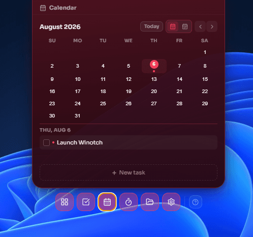 Winotch full month calendar view